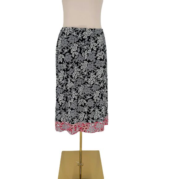 J. Jill Pull-On Midi Skirt XLP PETITE Leaf Print Knit Wrap Stretch Elastic Waist - Picture 3 of 13